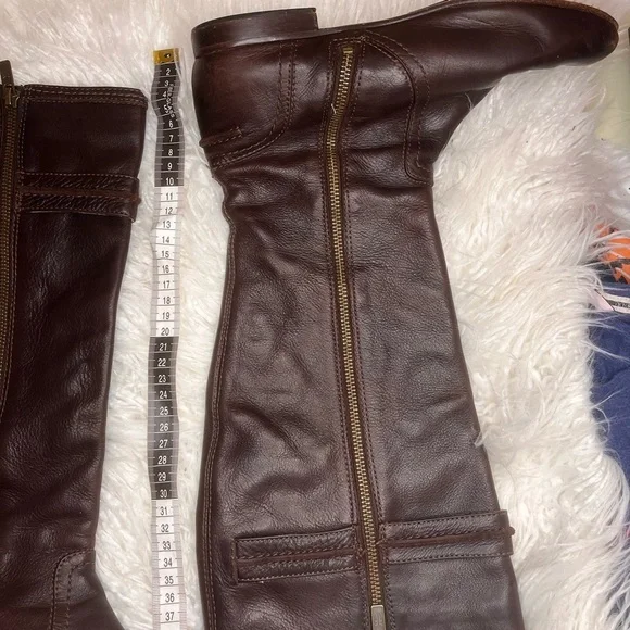 Frye Dark Brown Over the Knee Leather Boots - Picture 4 of 10